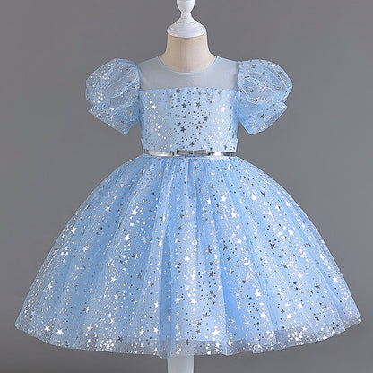 Abito Formale in Misto Cotone con Trame in Pizzo e Silhouette Plissettata