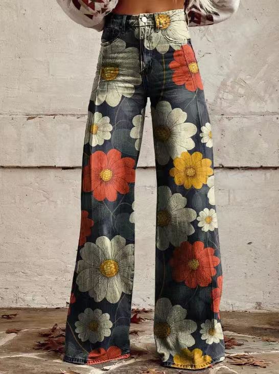 Jeans Wide-Leg "Imitation Jeans" in Tessuto Light-Poly