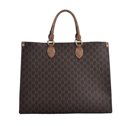 Maxi Tote "Retro Letter" Horizontal Square con Chiusura Safe-Zip
