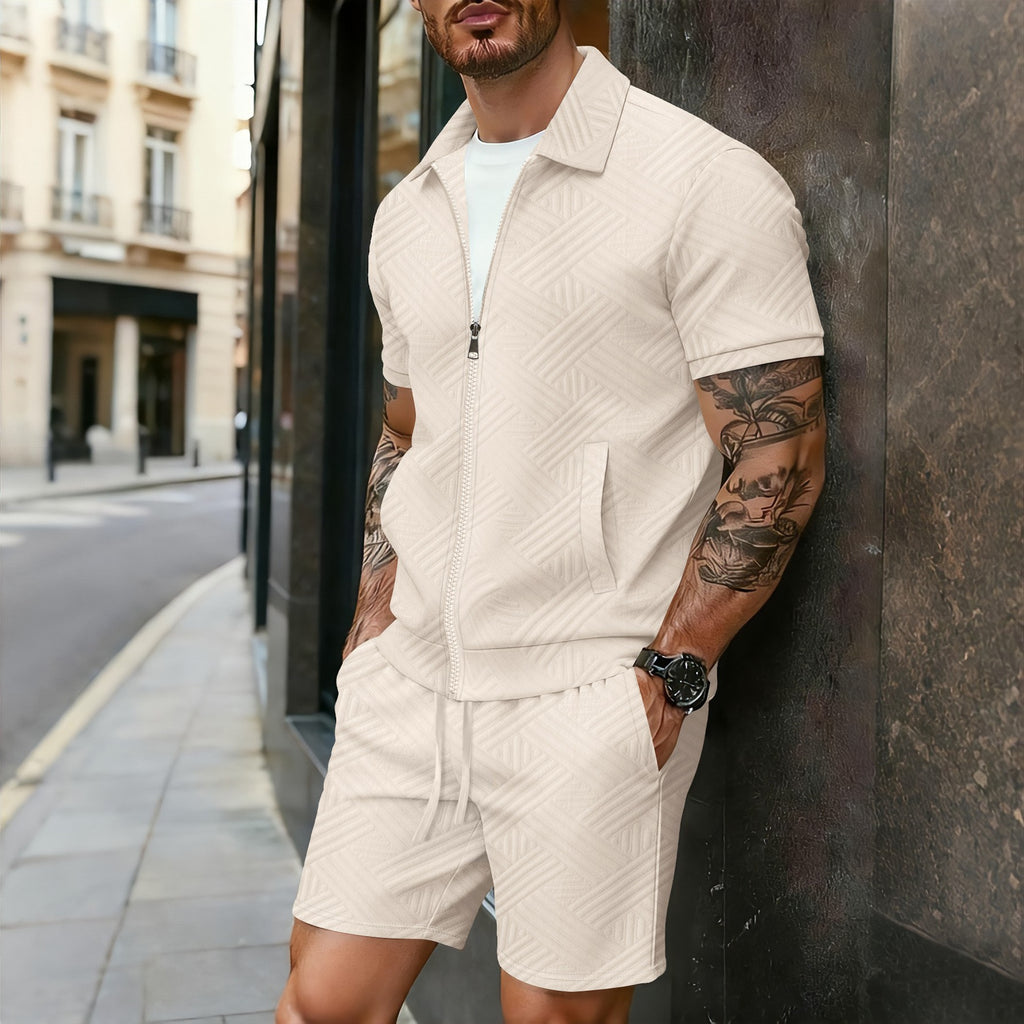 Completo Zipper Cardigan e Shorts