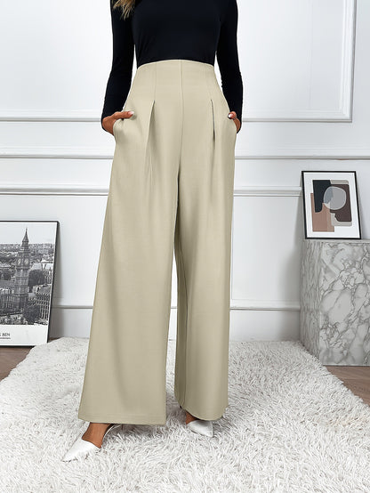 Pantaloni Wide-Leg Drapery a Vita Alta con Taglio "Elegant Commuting"