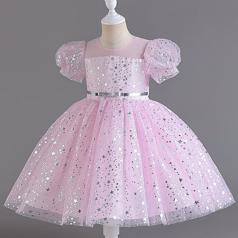 Abito Formale in Misto Cotone con Trame in Pizzo e Silhouette Plissettata