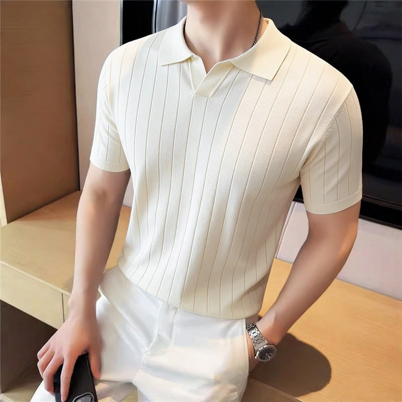 Polo "Essential Knit" Slim Fit in Viscosa e Fibra Tecnica Traspirante