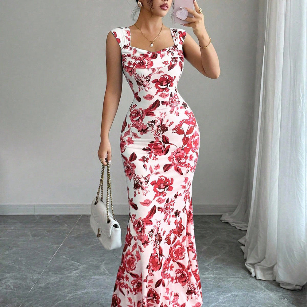 Abito Slim Fit a Fiori con Scollo a Squadra - Primavera/Estate 2026