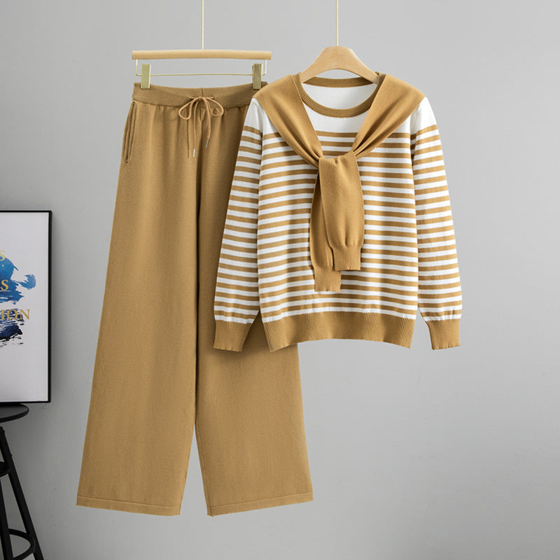 Completo Casual Pantalone Striped Contrast Suit