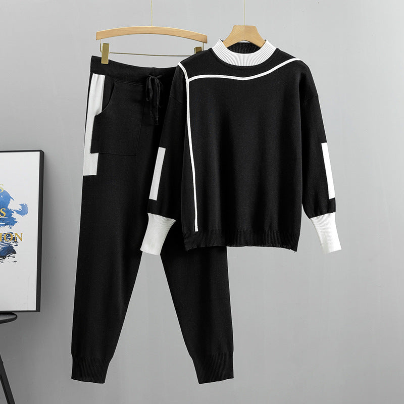 Completo Casual Pantalone Knit Splicing Suit