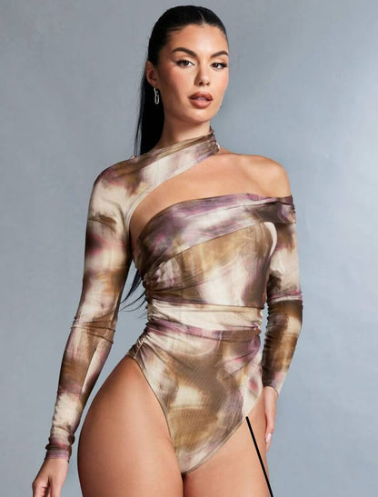 Jumpsuit Aderente in "Milk Silk" – Tuta Capri a Manica Lunga e Vita Bassa