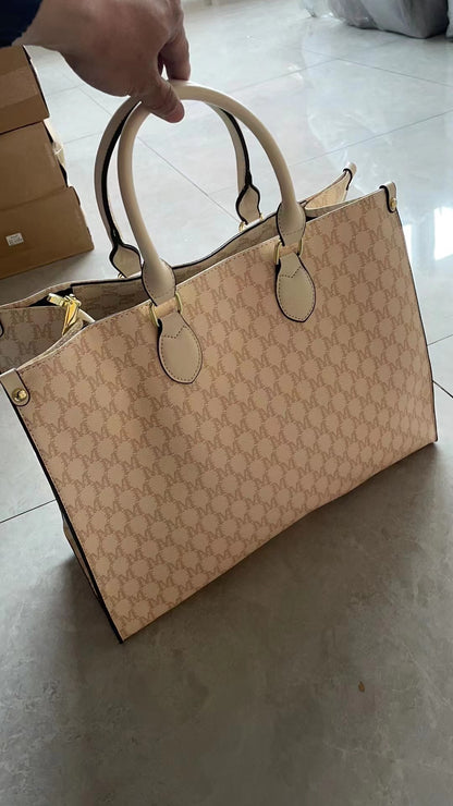 Maxi Tote "Retro Letter" Horizontal Square con Chiusura Safe-Zip
