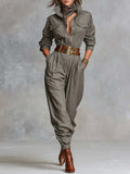 Jumpsuit Strutturata in Lino con Taglio "Literary Retro"