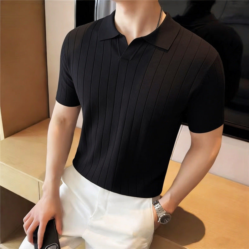 Polo "Essential Knit" Slim Fit in Viscosa e Fibra Tecnica Traspirante