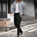 Completo Invernale con Cardigan Stand-Collar e Pantaloni Ispessiti