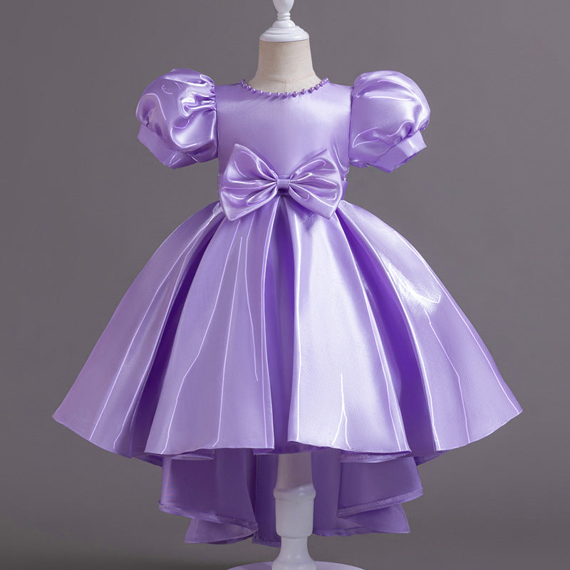 Abito da Principessa in Misto Tecnico con Dettagli Plissettati e Finitura Satin-Touch