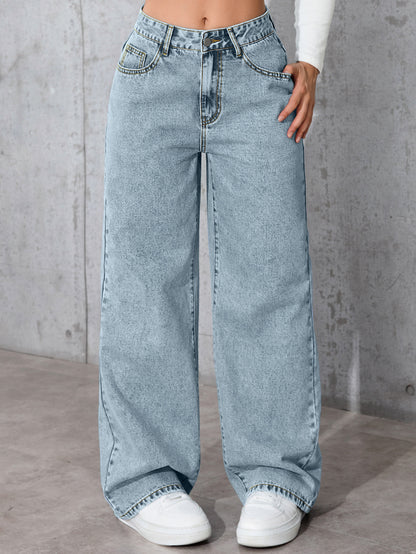 Jeans High-Waisted Straight-Leg con Taglio Loose e Soft Denim