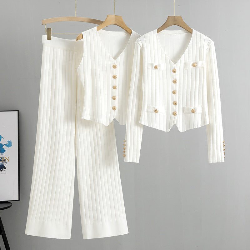Completo Casual Pantalone Pleated Knit