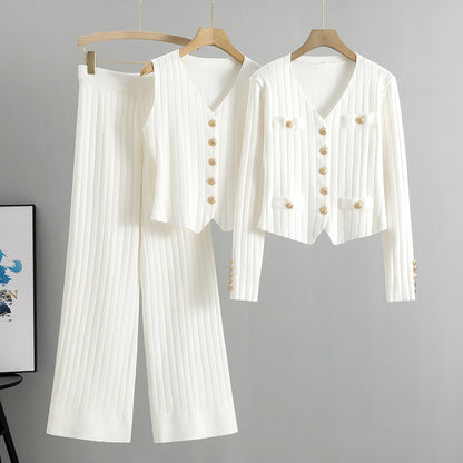 Completo Casual Pantalone Pleated Knit