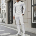 Set Coordinato con Maglia a Collo Alto, Bottoni Bicolore e Pantaloni Tecnici